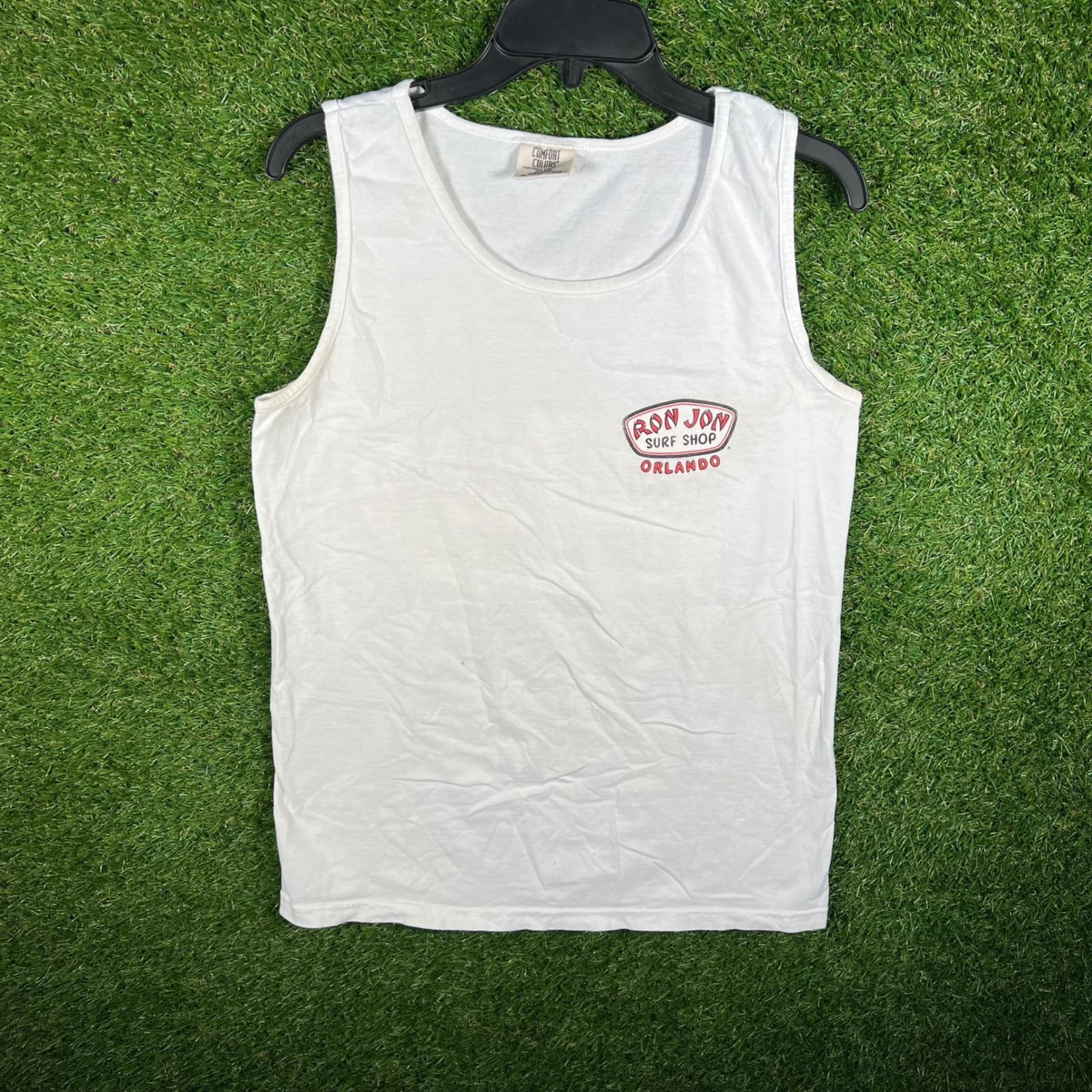 Ron Jon Surf Shop Orlando White Graphic Tank Top Comfort Colors Mens Small